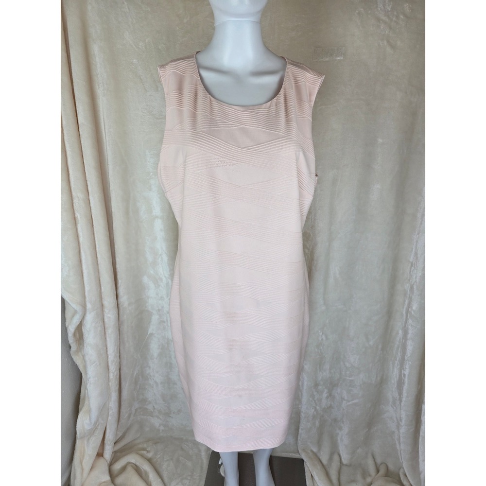 Tommy Hilfiger Pink Textured Chevron Sleeveless Sheath‎ Dress Size 16